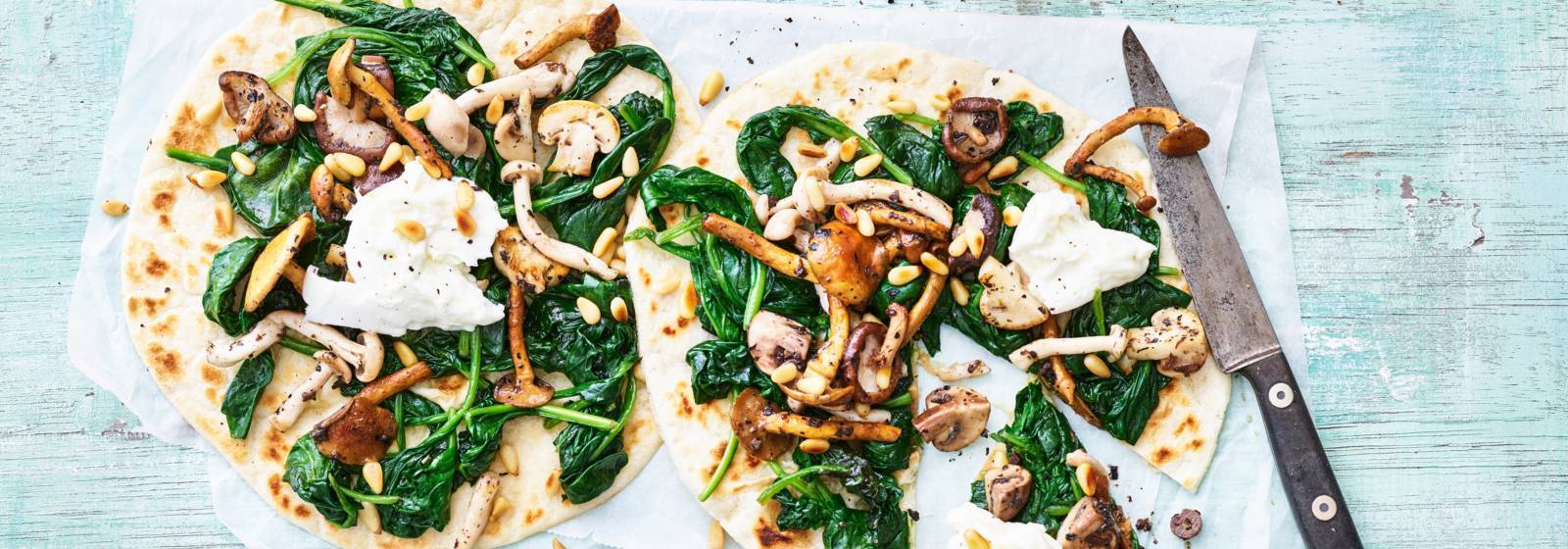 Mantarlı piadina, trüf mantarı ve ıspanak - Yemeke